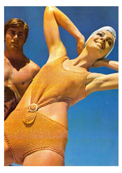 70s Crocheted Swimsuit Instant Download PDF 3 pages