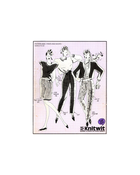 Knitwit 4000 Fitted Pants and Bermuda Shorts, Uncut, Factory Folded, Master Sewing Pattern Multi Plus Size 6-22