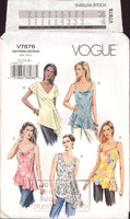 Vogue 7878 Bias Tunic Top with Neckline Variations and Asymmetrical Hemlines, Uncut, Factory Folded, Sewing Pattern Size 12-16