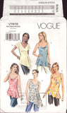 Vogue 7878 Bias Tunic Top with Neckline Variations and Asymmetrical Hemlines, Uncut, Factory Folded, Sewing Pattern Size 12-16