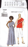Vogue 9318 Off the Shoulder, Flounced Top, Wrap Skirt and Tapered Pants, Uncut, Factory Folded, Sewing Pattern Multi Plus Size 16-26