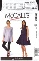 McCall's 7407 Palmer Pletsch Tent Dress or Flared Top with Sleeve Variations, Uncut, Factory Folded, Sewing Pattern Multi Size 6-14