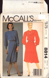 McCall's 8814 Softly Front Pleated Dress  with or without Collar, Uncut, Factory Folded, Sewing Pattern Size 16