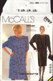 McCall's 2097 Liz Claiborne Dress with Boat Neckline, Shoulder Pleats and Tie Belt, Uncut, Factory Folded, Sewing Pattern Size 10
