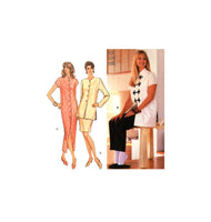 Simplicity 9919 Christie Brinkley Cheongsam Style Dress or Top, Pants and Skirt, Uncut, Factory Folded Sewing Pattern Plus Size 16-20