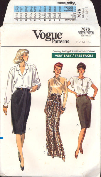 Vogue 7676 Skirts, Sewing Pattern, Size 12, CUT, COMPLETE