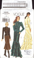 Vogue 8281 Victorian Modern Style Fitted and Flounced Skirt and Peplum Jacket, Uncut, Factory Folded, Sewing Pattern Size 6-12