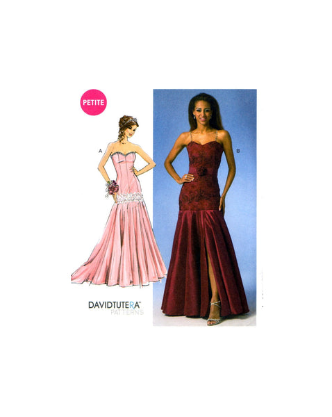 McCall's 7050 Lined, Princess Seam, Drop Waist Evening Dress with Flared Skirt, Uncut, Factory Folded, Sewing Pattern Multi Plus Size 14-22