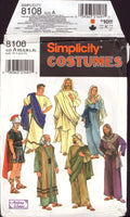 Simplicity 8108 Sewing Pattern Passion Play Costumes, Size XS-XL, partially CUT, complete