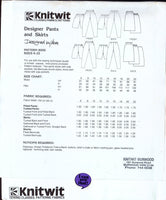 Knitwit 8000 Classic Pants, Bermuda Shorts, Straight, Gathered & Tucked Skirts, Uncut, F/Folded, Master Sewing Pattern Multi Plus Size 6-22