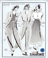 Knitwit 8000 Classic Pants, Bermuda Shorts, Straight, Gathered & Tucked Skirts, Uncut, F/Folded, Master Sewing Pattern Multi Plus Size 6-22