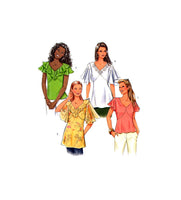 Butterick 4456 V-Neck Top with Sleeve and Length Variations, Uncut, Factory Folded, Sewing Pattern Plus Size 14-20