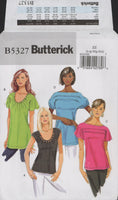 Butterick 5327 Tucked Front Tops in Two Lengths with Sleeve Variations, Uncut, Factory Folded, Sewing Pattern Multi Plus Size 16-26