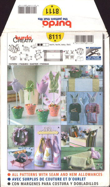 Burda 811 Easter Items: Cushion, Basket, Bib and More Sewing Pattern Uncut Factory Folded