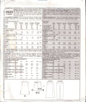McCall's 2620 Unlined Vest, Pants, Skirt, Uncut, Factory Folded, Sewing Pattern Size 20-22