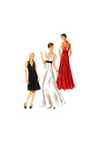 Vogue 8447 Evening Halter Dress with Back Strap Detail and Flared Skirt in Two Lengths, Uncut, Factory Folded, Sewing Pattern Size 4-10