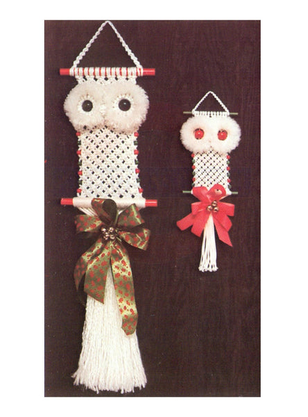 Vintage Macrame 70s Christmas Owl Pattern Instant Download PDF 2 + 4 pages
