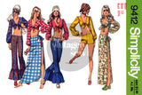 70s Music Festival Hip Hugger Pants, Shorts, Tops & Wrap Skirt, Bust 32.5 (83 cm) or 34 (87 cm), Simplicity 9412 Sewing Pattern Reproduction