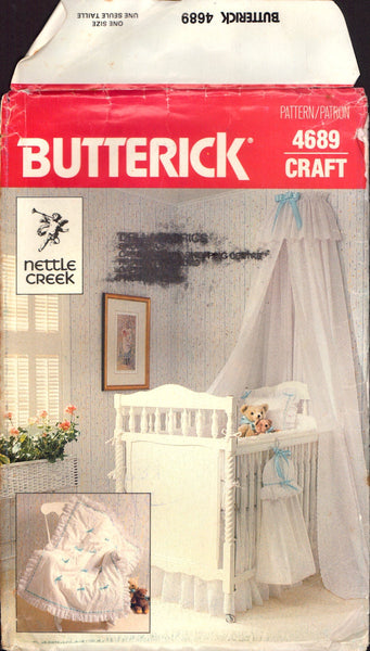 Butterick 4689 Sewing Pattern Baby Room Items, Partially Cut, Complete