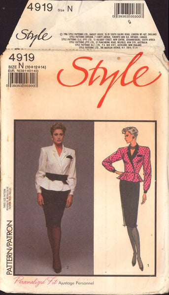 Style 4919 Sewing Pattern, Front-Wrap Top and Skirt, Size 10-12-14, CUT, COMPLETE