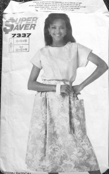 Simplicity 7337 Sewing Pattern, Top and Skirt, Size 12-14-16, Uncut, Factory Folded