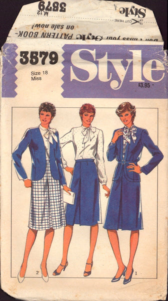 Style 3579 Lined Jacket, Skirt and Blouse, Sewing Pattern, Size 18, CUT, COMPLETE