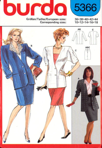 Burda 5366 Sewing Pattern Jacket and Skirt Size 36-38, CUT, COMPLETE