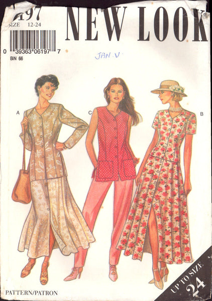 New Look 6197 Sewing Pattern, Jacket, Skirt and Trousers, Size 12, PARTIALLY CUT, COMPLETE