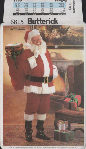 Butterick 6815 Sewing Pattern, Santa's Jacket, Pants, Hat, Belt, Boots and Bag, Size S-M, CUT, COMPLETE