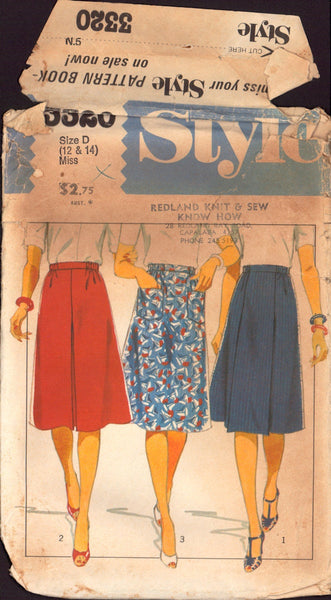 Style 3320 Set of Skirts, Sewing Pattern, Size 12-14, PARTIALLY CUT, COMPLETE