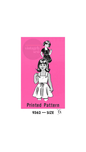 60s Girl's Sundress and Lined Bolero, Breast 25" (64 cm), Waist 22" (57 cm), Anne Adams 9362, Vintage Sewing Pattern Reproduction