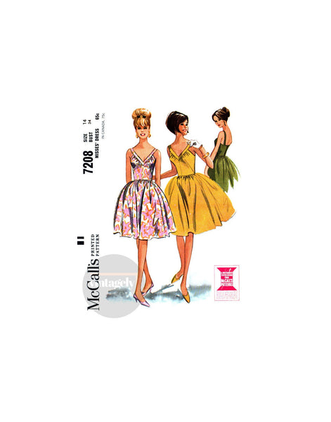 60s V-Neckline, Fit and Flare Party Dress, Bust 34" (87 cm), McCall's Patterns Central 60s V-Neckline, Fit and Flare Party Dress, Bust 34" (87 cm), McCall's Patterns Central