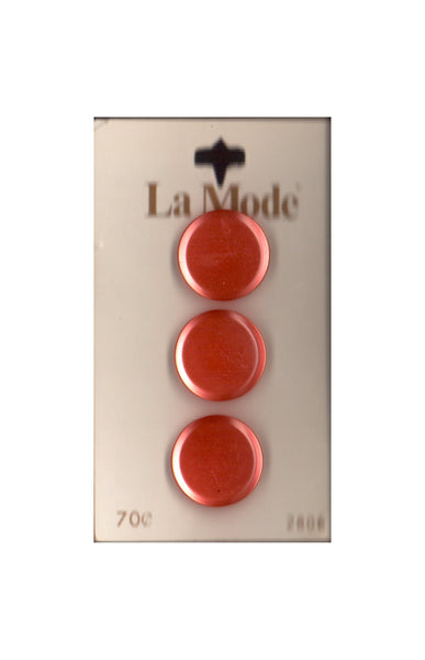 Vintage La Mode approx 18 mm (approx. 3/4 inch) Carded Orange Shank Buttons Three Pieces