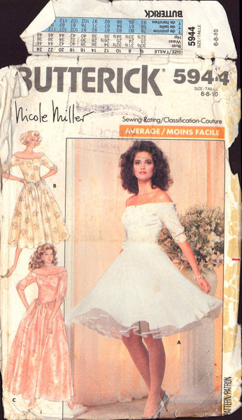 Butterick 5944 Dress, Sewing Pattern, Size 8, Cut, Complete