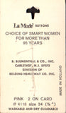 Vintage La Mode 22 mm (7/8 inch) Carded Pink 4-Hole Buttons Two Pieces