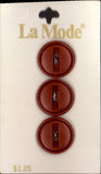 Vintage La Mode 19 mm (3/4 inch) Carded Rust Brown 2-Hole Buttons Three Pieces