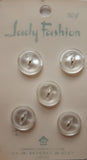 Vintage Lady Fashion 5/8 inch (15 mm) Carded Pearlescent White Moonglow Cat Eye 2-Hole Buttons Five Pieces