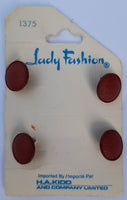 Vintage Lady Fashion 1/2 inch (12 mm) Carded Rusty Red Shank Buttons Four Pieces