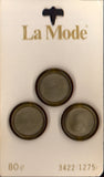 Vintage La Mode 19 mm (3/4 inch) Carded Green Shank Buttons Three Pieces
