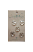 Vintage Lady Fashion 5/8 inch (15 mm) Carded Pearlescent White Moonglow Cat Eye 2-Hole Buttons Five Pieces