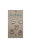 Vintage Lady Fashion 5/8 inch (15 mm) Carded Pearlescent White Moonglow Cat Eye 2-Hole Buttons Five Pieces