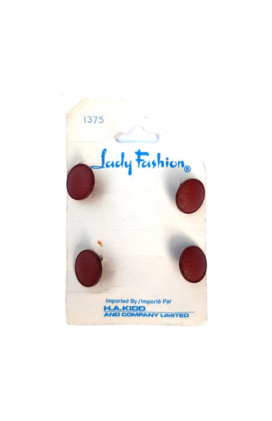Vintage Lady Fashion 1/2 inch (12 mm) Carded Rusty Red Shank Buttons Four Pieces