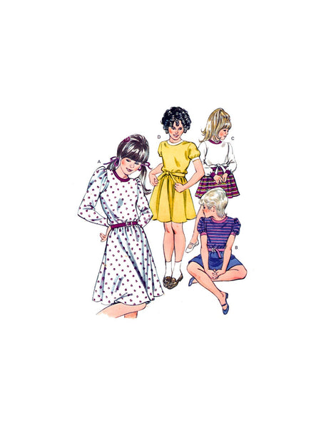 Kwik Sew 1340/1341 T-shirt Dress with Crew Neck and Gathered Skirt, Uncut, Factory Folded Sewing Pattern Multi Size 4-7