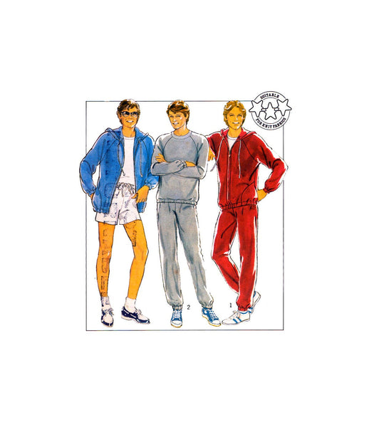 Style 3586 Men's Activewear: Jacket, Pullover Top, Pants and Shorts, Uncut, Factory Folded Sewing Pattern Size 42-44