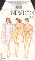 New Look 6617 Loose Fitting Swing Coat with Self Tie Belt and Front Pockets and Dress, Uncut, Factory Folded Sewing Pattern Multi Size 8-18