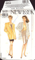 New Look 6654 Single Breasted Jacket and Skirt in Two Lengths, Uncut, Factory Folded Sewing Pattern Multi Size 8-18