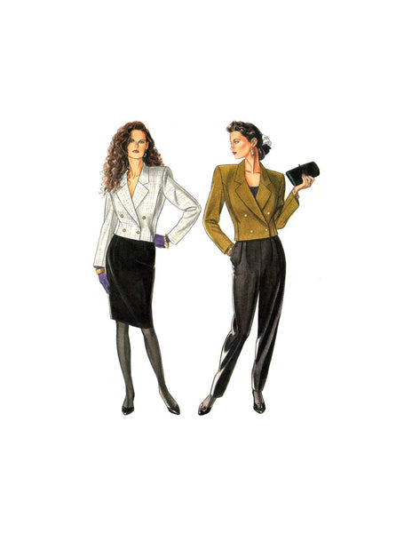 New Look 6467 Double Breasted Jacket and High Waisted Skirt and Front Pleated Pants, Uncut, Factory Folded Sewing Pattern Multi Size 8-18