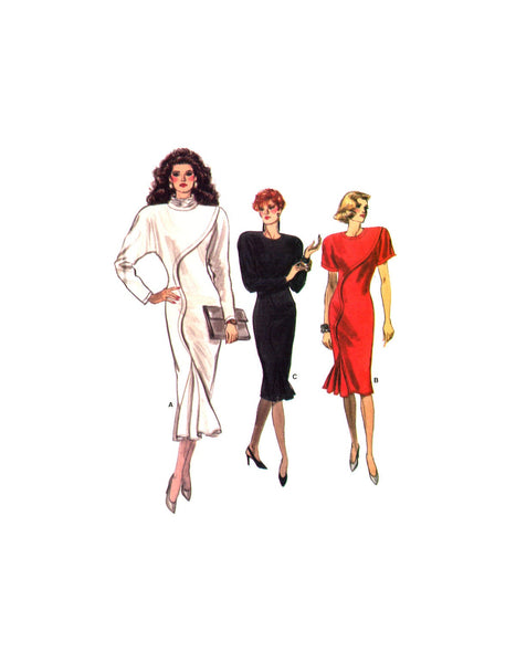 Vogue 7039 Close Fitting Dolman Sleeve Dress with Mock Front Tuck, Uncut, Factory Folded Sewing Pattern Size 12