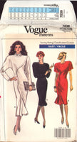 Vogue 7039 Close Fitting Dolman Sleeve Dress with Mock Front Tuck, Uncut, Factory Folded Sewing Pattern Size 12