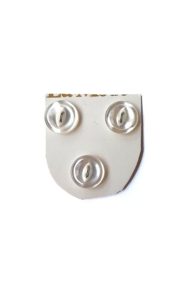 Vintage La Mode  Pearlescent Moonglow White 2-Hole Cat Eye Bevelled Buttons Carded White Three Pieces